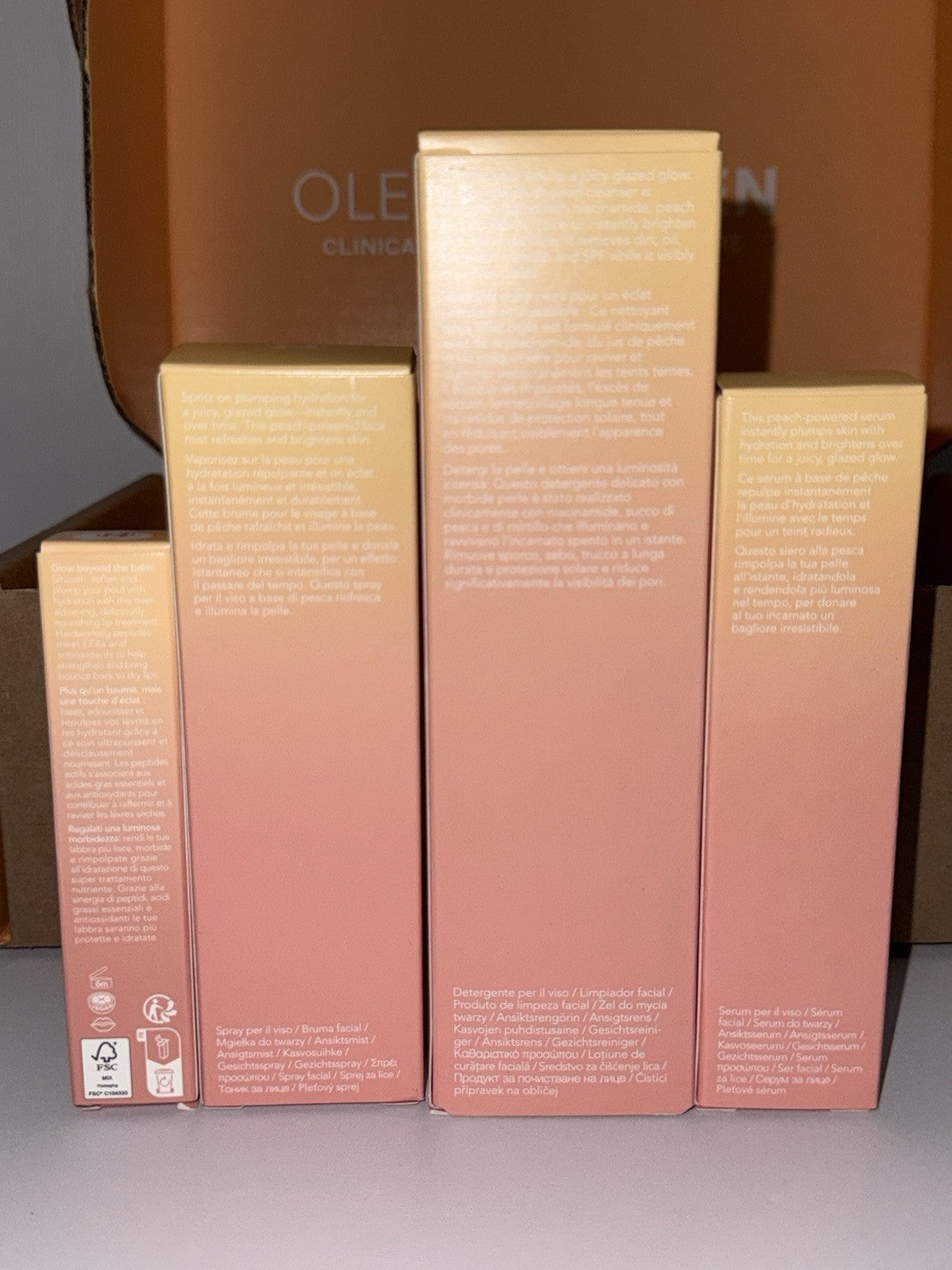 Peach Glaze Lip and Skin Care Set - Cleanser Serum Mist Lip Balm 4pc