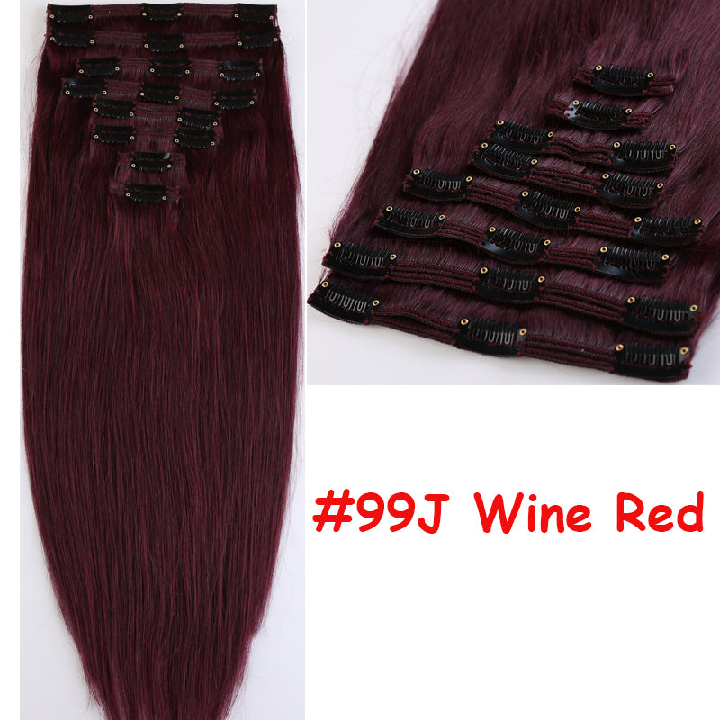 Full Head Clip-In Human Hair Extensions Double Weft Balayage - Thick & Natural