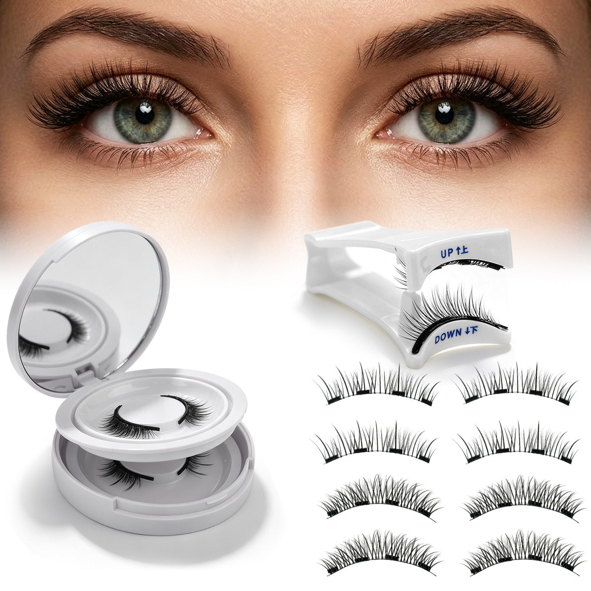 Magnetic Reusable Lash Kit – Natural Glam Eye Makeup Set with Eyelash Tools