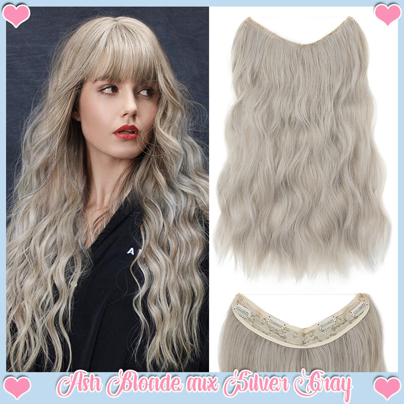 Clip-In Wavy Hair Extensions with Invisible Wire - Natural Synthetic Hairpiece