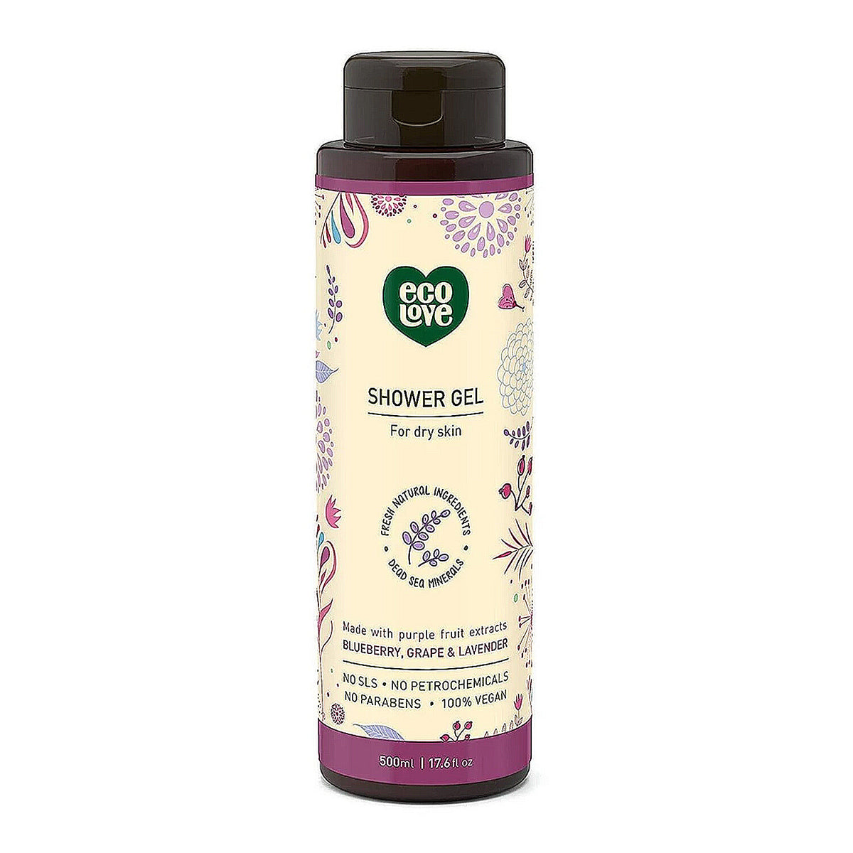 EcoLove Purple Collection Body Wash - Organic Blueberry Grape Lavender, 17.6 fl oz