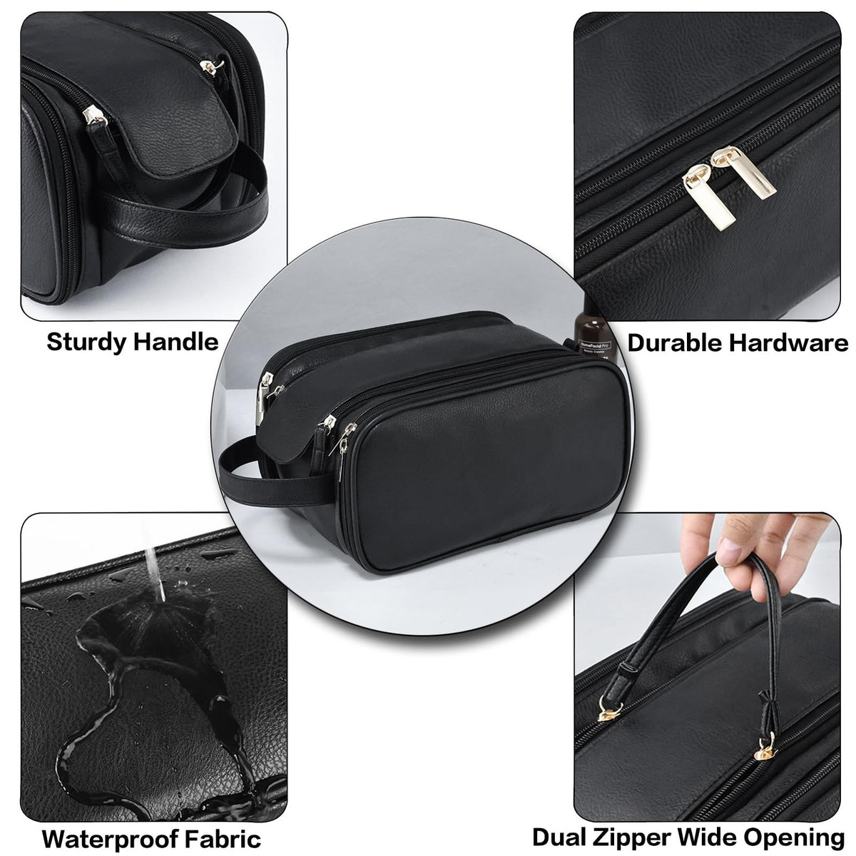 Large Water-Resistant Travel Toiletry Bag for Men with Multi-Compartments