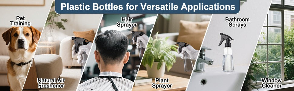 Refillable Spray Bottles 2 Pack - 9.4 oz Plastic Mist & Water Spray