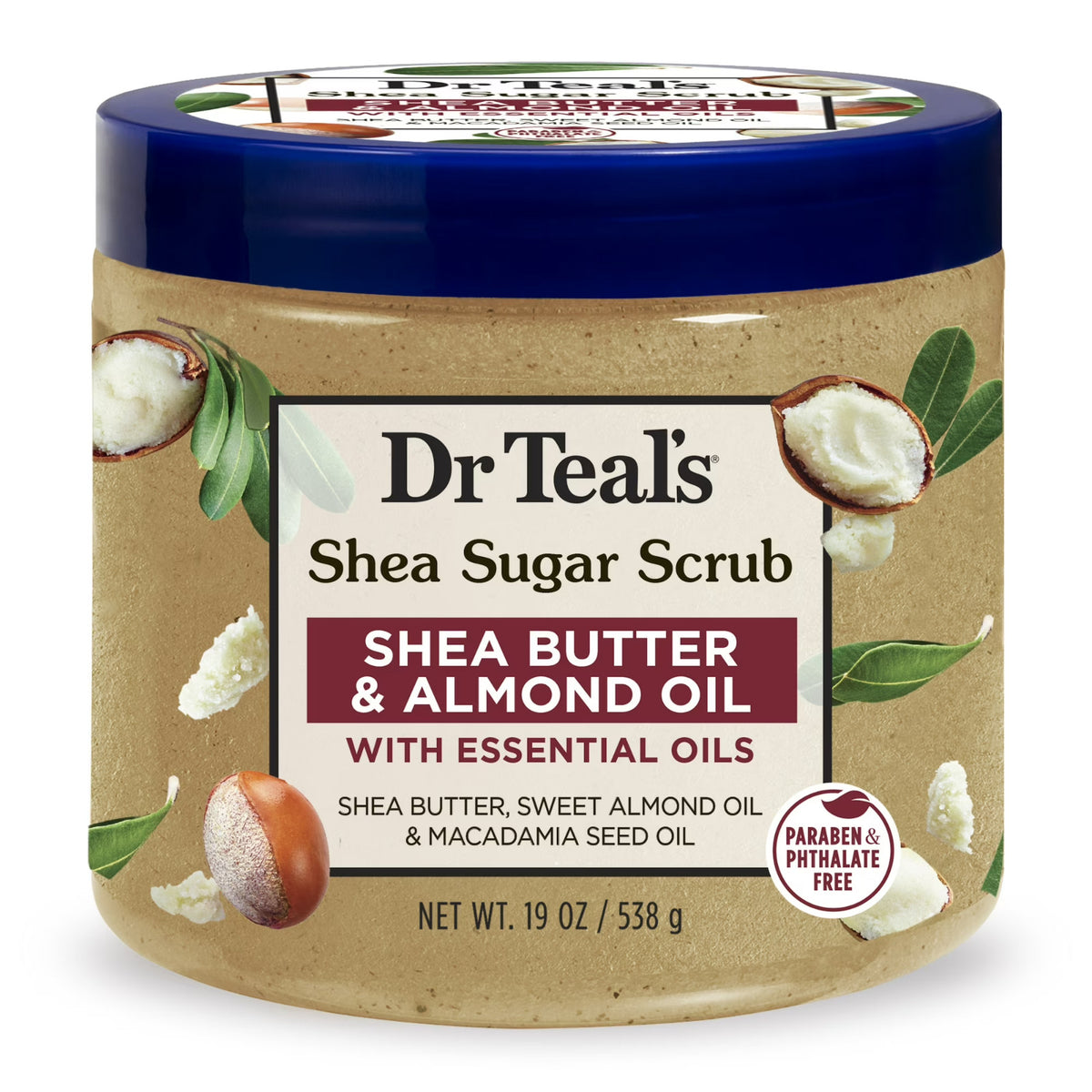 Dr Teal's Shea Sugar Body Scrub Almond Essential Oils, 19 oz - FREE