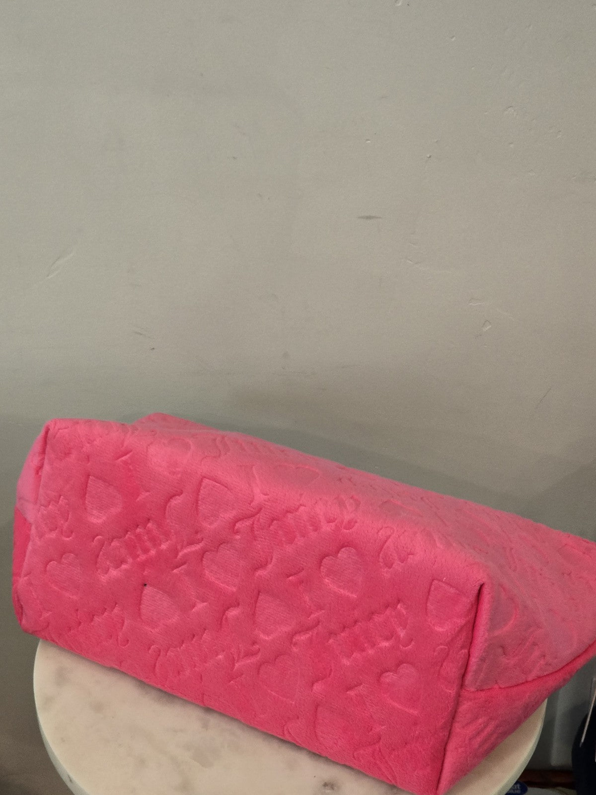 Pink Velour Travel Cosmetic Bag with Toiletry Bottle - Juicy Couture
