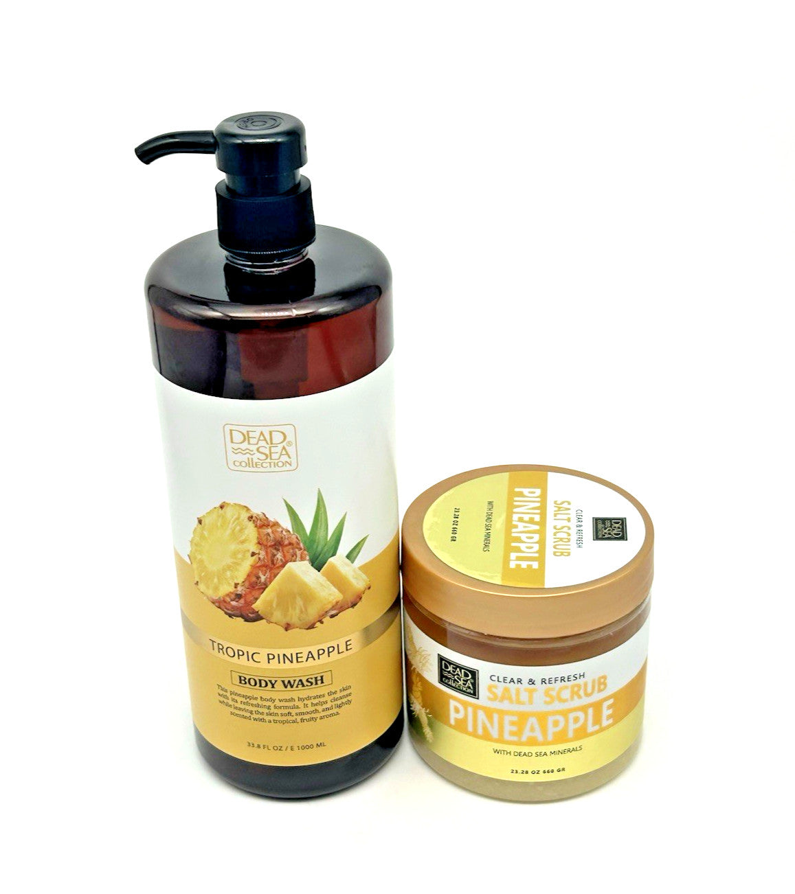 Dead Sea Collection Pineapple Mineral Body Wash (33.8 oz) &Salt Scrub