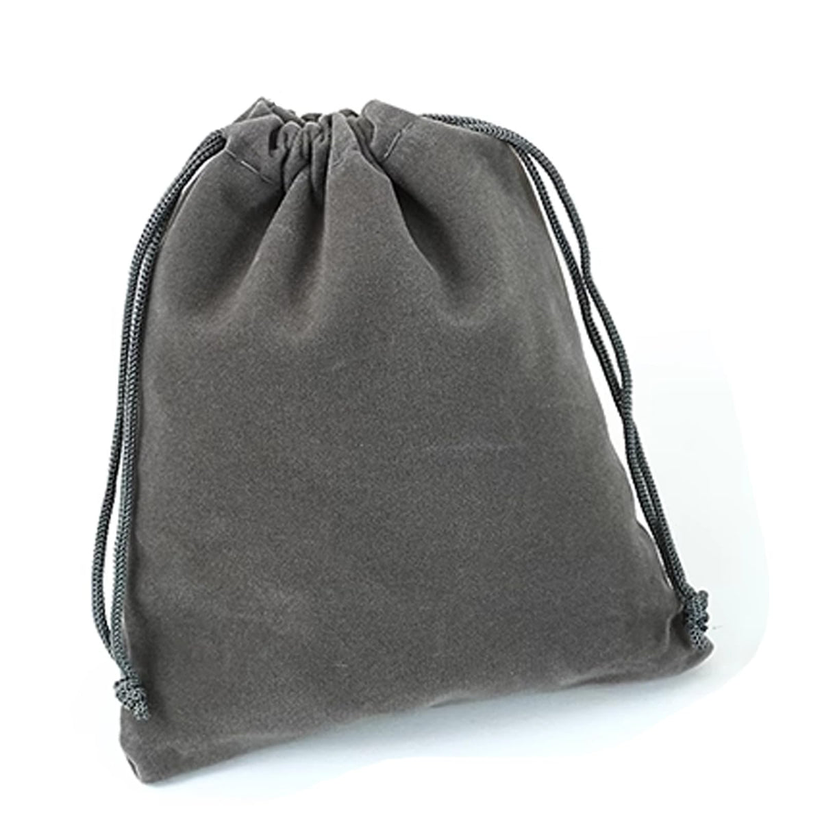 Large Velvet Drawstring Pouches 8x10 Inch Bulk Storage Bags Dark Grey