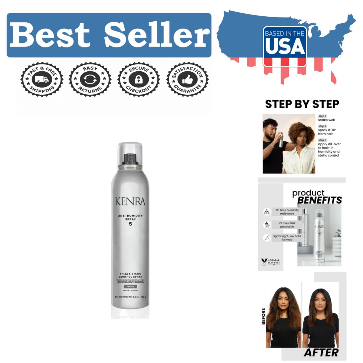 Anti-Humidity Hair Spray - Lightweight, 72-Hour Frizz Control & Thermal Protection