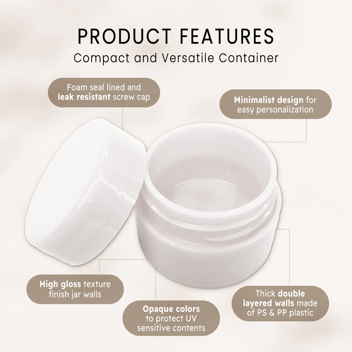7g Cosmetic Empty Jar Pot - Clear Reusable Lip, Eye, Face Makeup Container