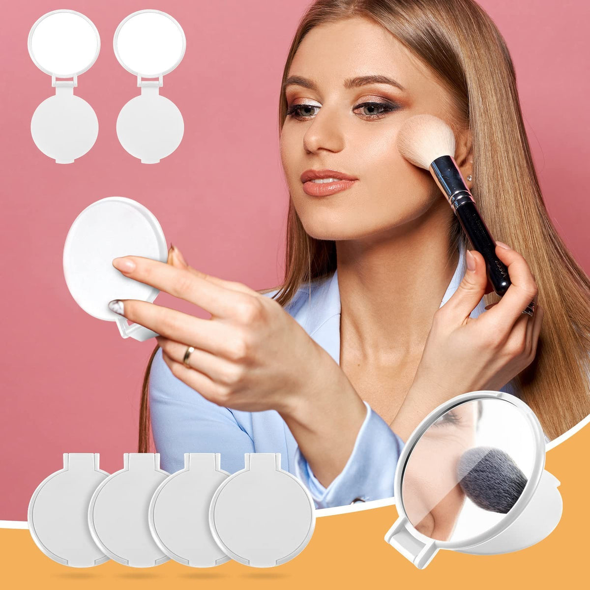 72 Pack Portable Round Makeup Mirrors - Foldable Compact Travel Vanity