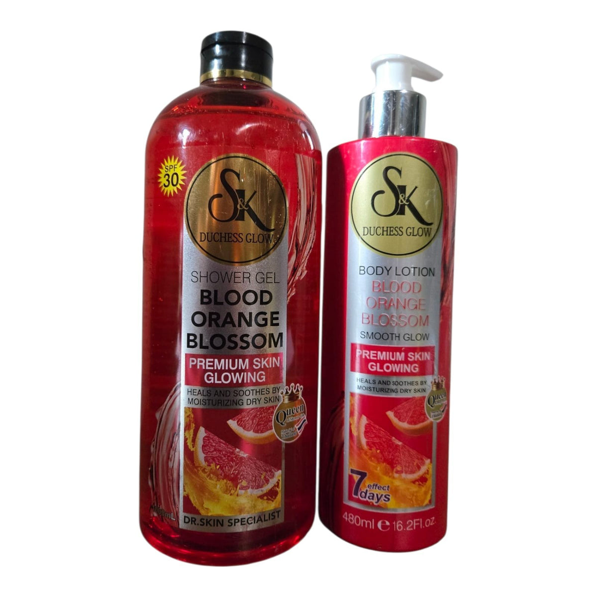 Blood Orange Blossom Body Lotion & Shower Gel SPF 30 - Hydrating Skincare Set