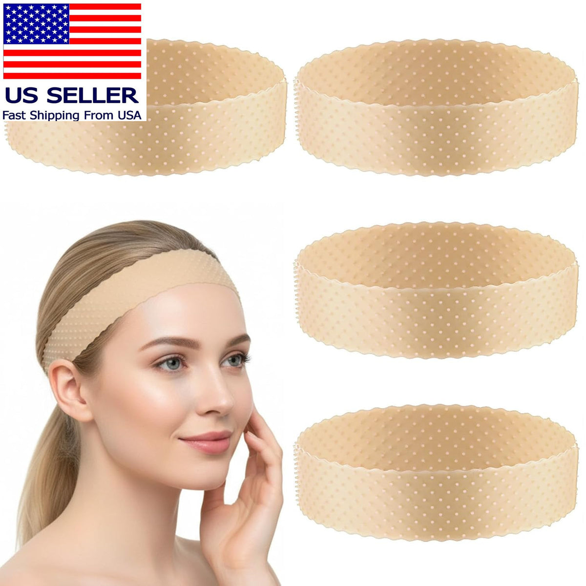 Silicone Wig Grip Headband - Non-Slip, Adjustable, Reusable, 4 Pack