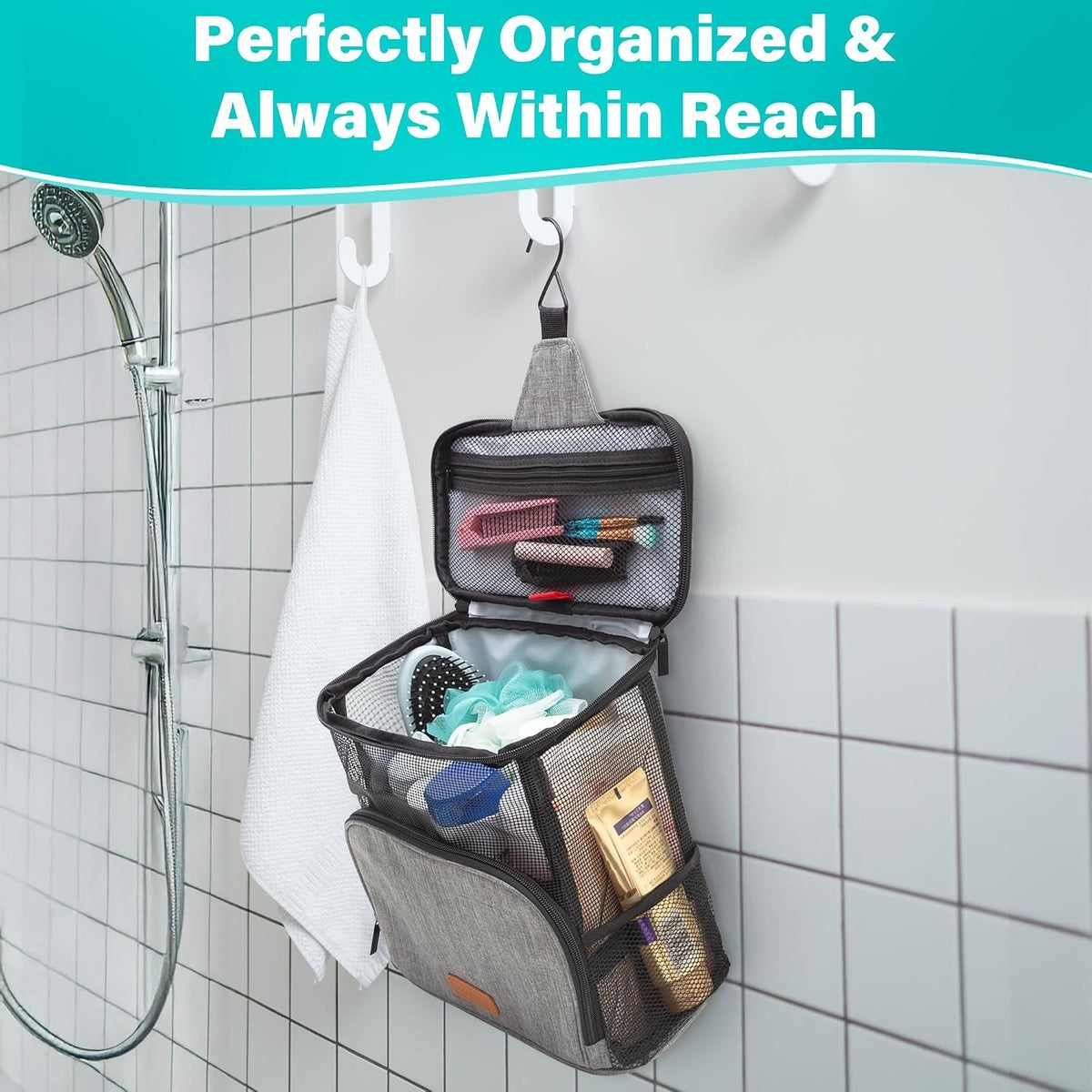 Full Size Waterproof Hanging Toiletry Bag Travel Organizer for College