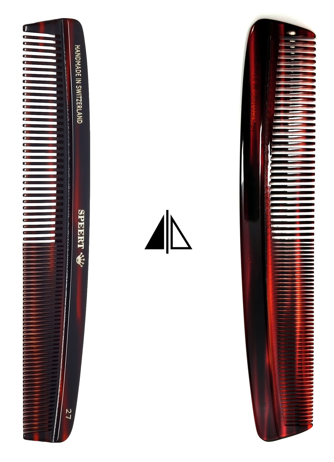 7-Inch Handmade Swiss Cellulose Acetate Comb Tort Brown Wide & Fine Tooth