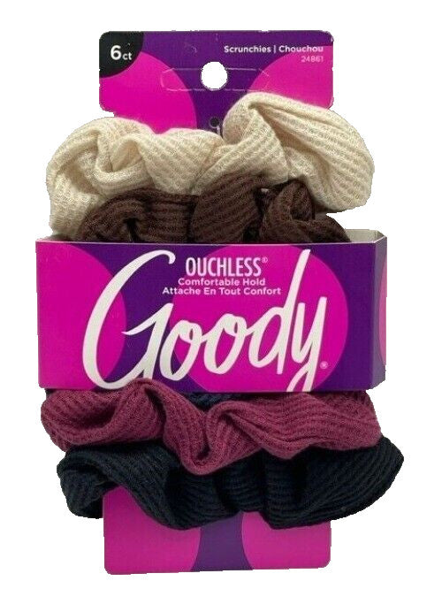 Goody Ouchless Ponytail Holders Tans Browns Blue Burgundy Black 6