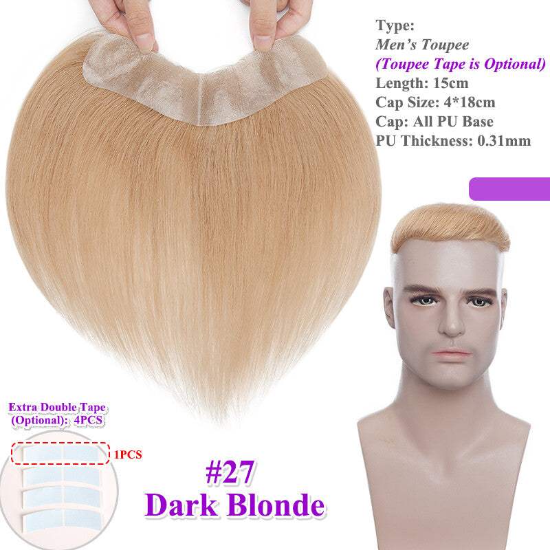 Men's Human Hair Toupee for Receding Hairline, Various Sizes & Colors