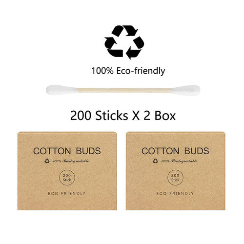 Eco-Friendly Bamboo Cotton Swabs for Ear Care - 400 Count