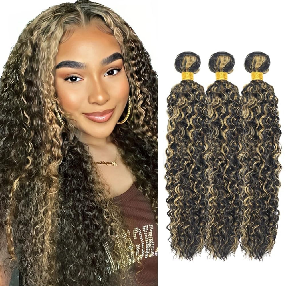 Blonde Deep Wave Hair Bundles - P1B27 Highlight Human Hair 10-14 Inch