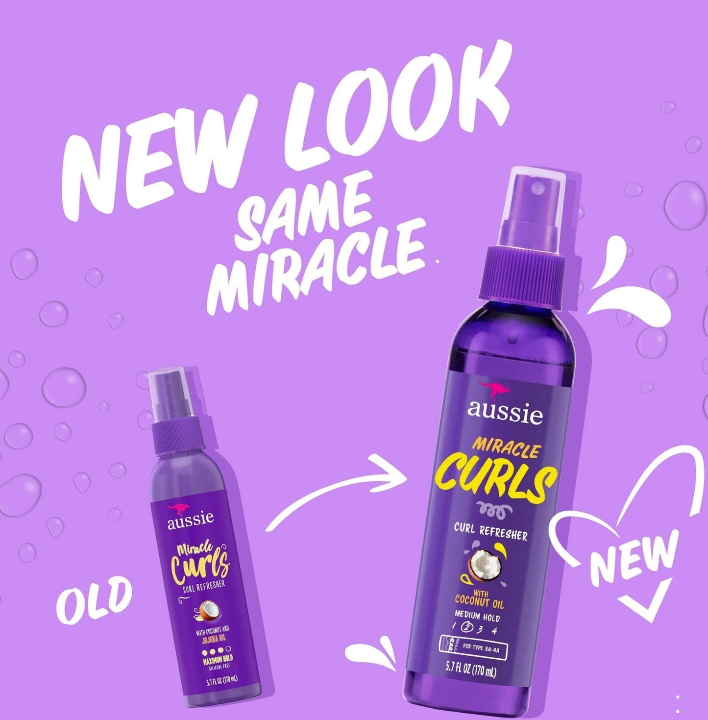 Aussie Miracle Curls Curl Refresher Spray Gel Max Hold for All Hair Types 5.7oz