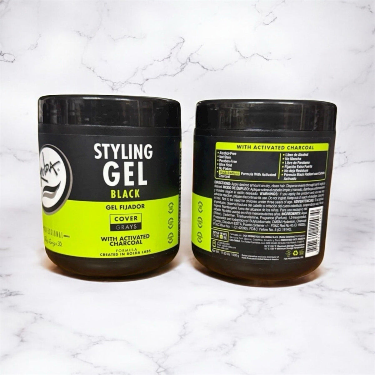 Black Radiant Styling Gel with Activated Charcoal Alcohol-Free 500g - Hair Care