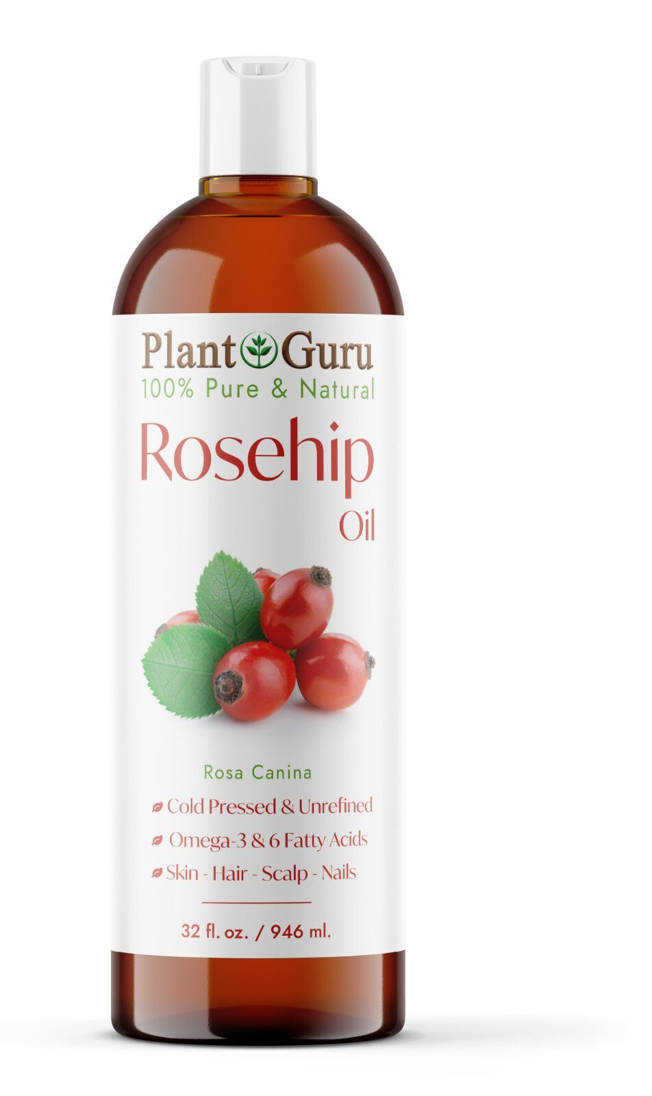 Pure Cold Pressed Rosehip Seed Oil for Skin & Hair - Unrefined Natural Moisturizer