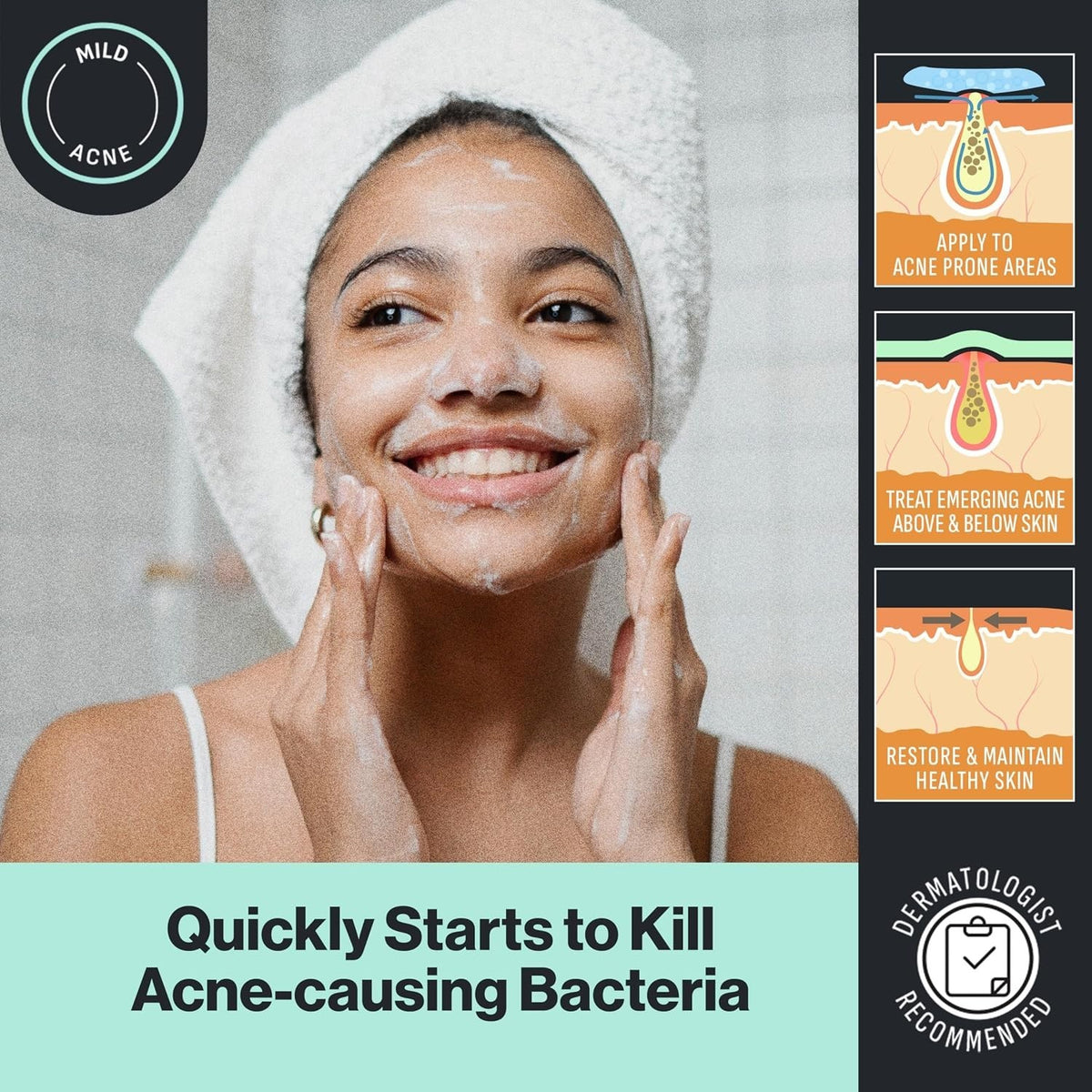 Benzoyl Peroxide Cream Cleanser for All Skin Types - 5 Ounce Unscented