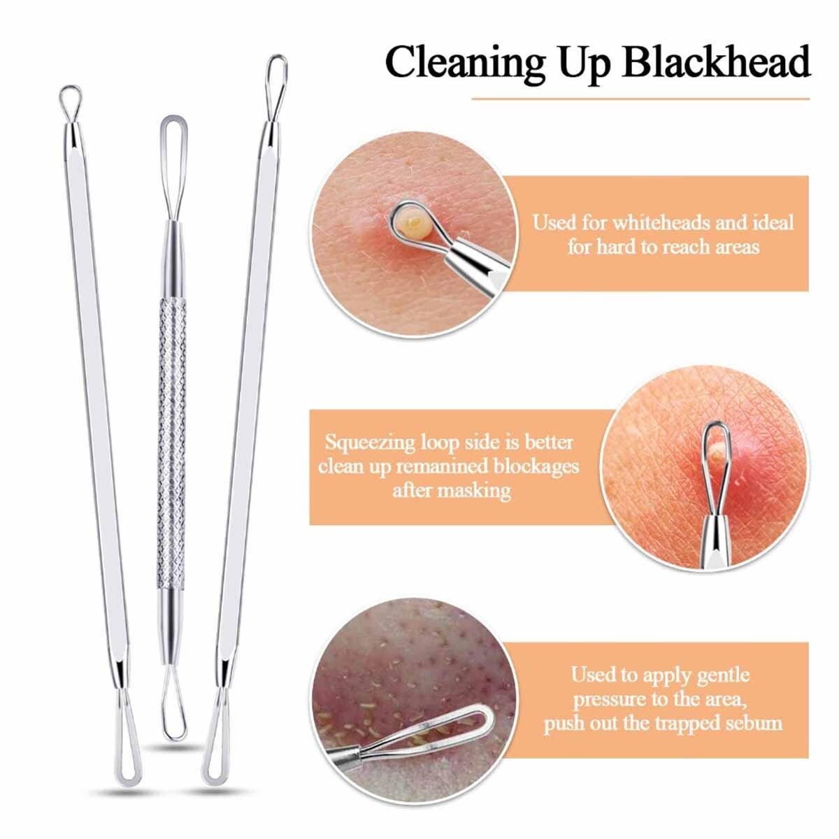 Blackhead Remover Tool Kit with 16 Extraction Heads - Pimple & Acne Spot Tool