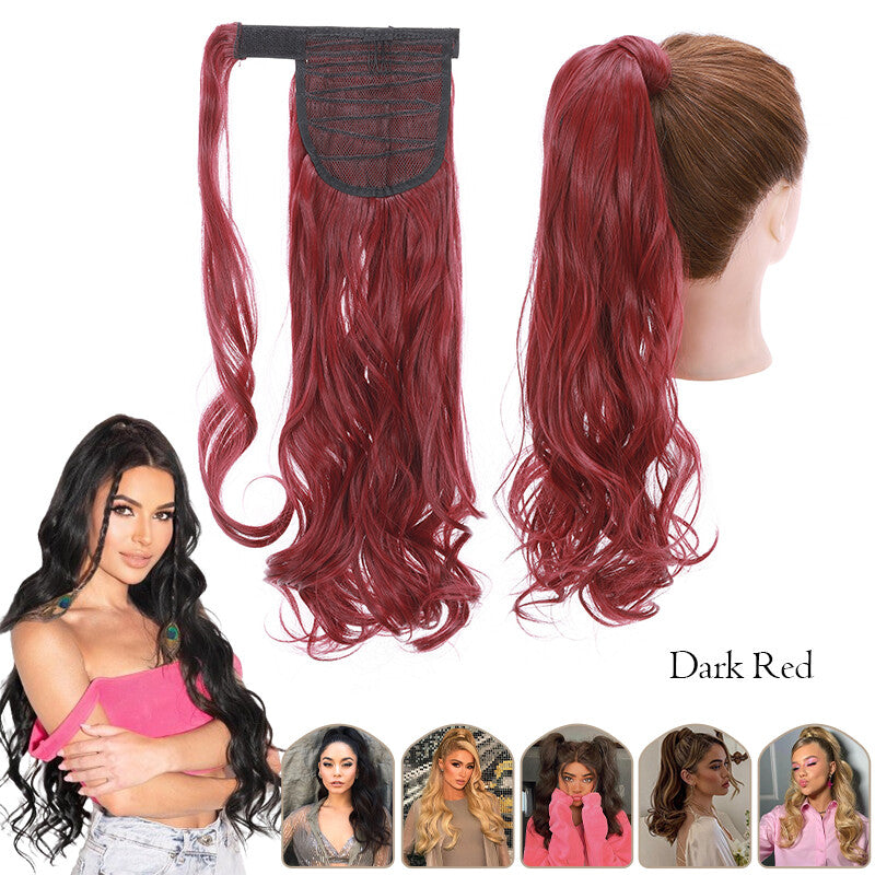 Mega Thick Wrap-On Ponytail Extensions - Natural Human Hair, Curly Wavy Straight