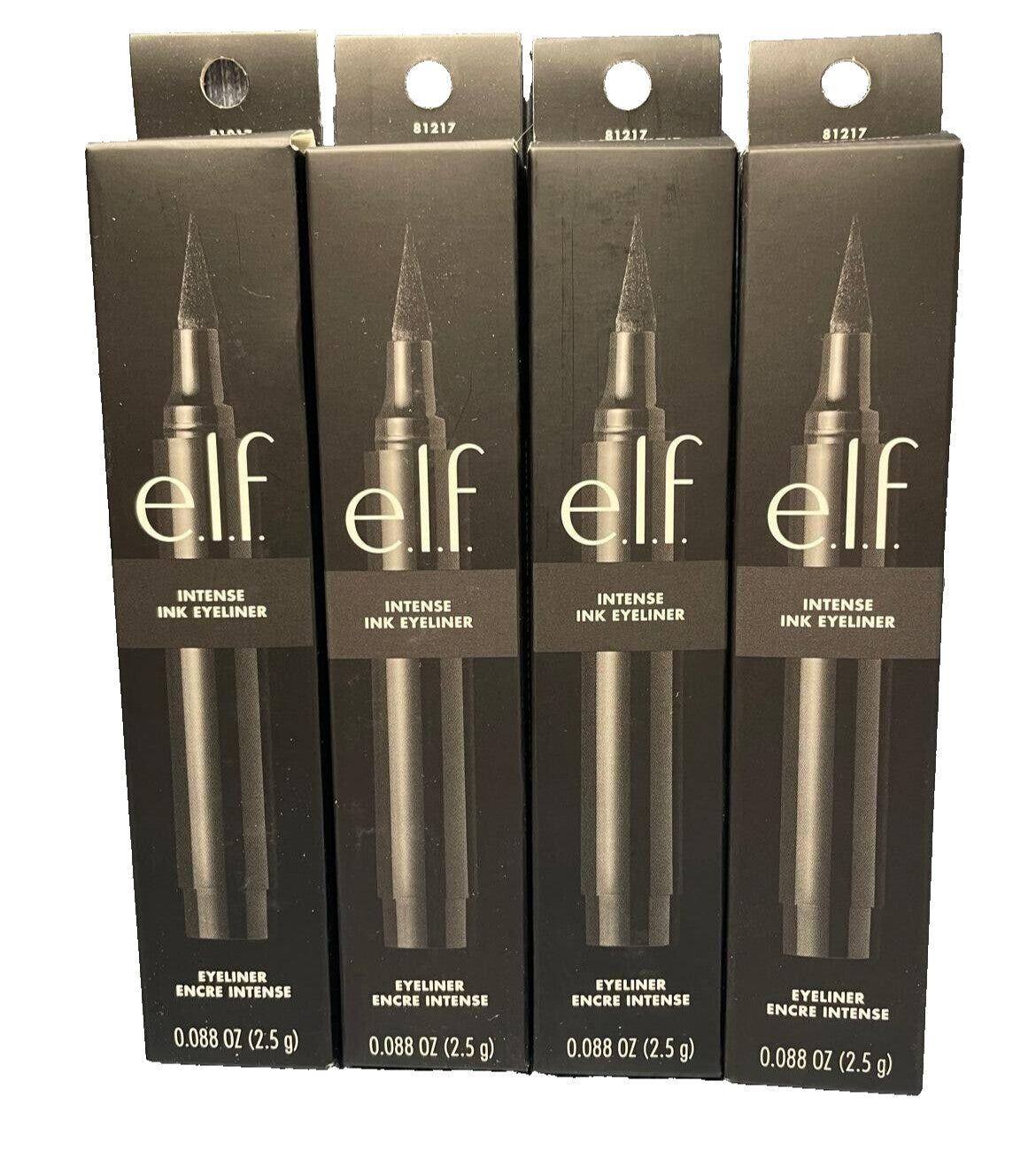 e.l.f. Cosmetics Studio Intense Ink Eyeliner - Blackest Black, 2.5g Pack of 4