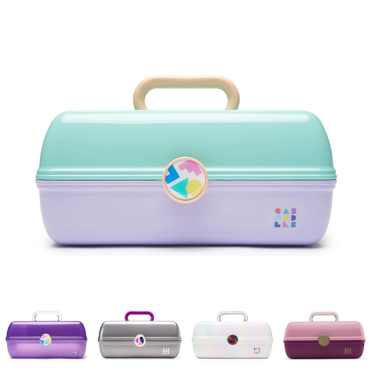 Travel Makeup Organizer Case with Mirror, Seafoam and Lavender