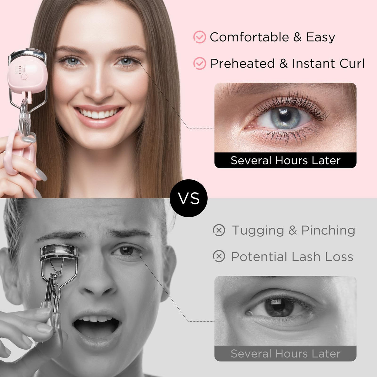 Electric Heated Eyelash Curler Fast 5s Heat Up Safe Anti-Burn 4D Lashes