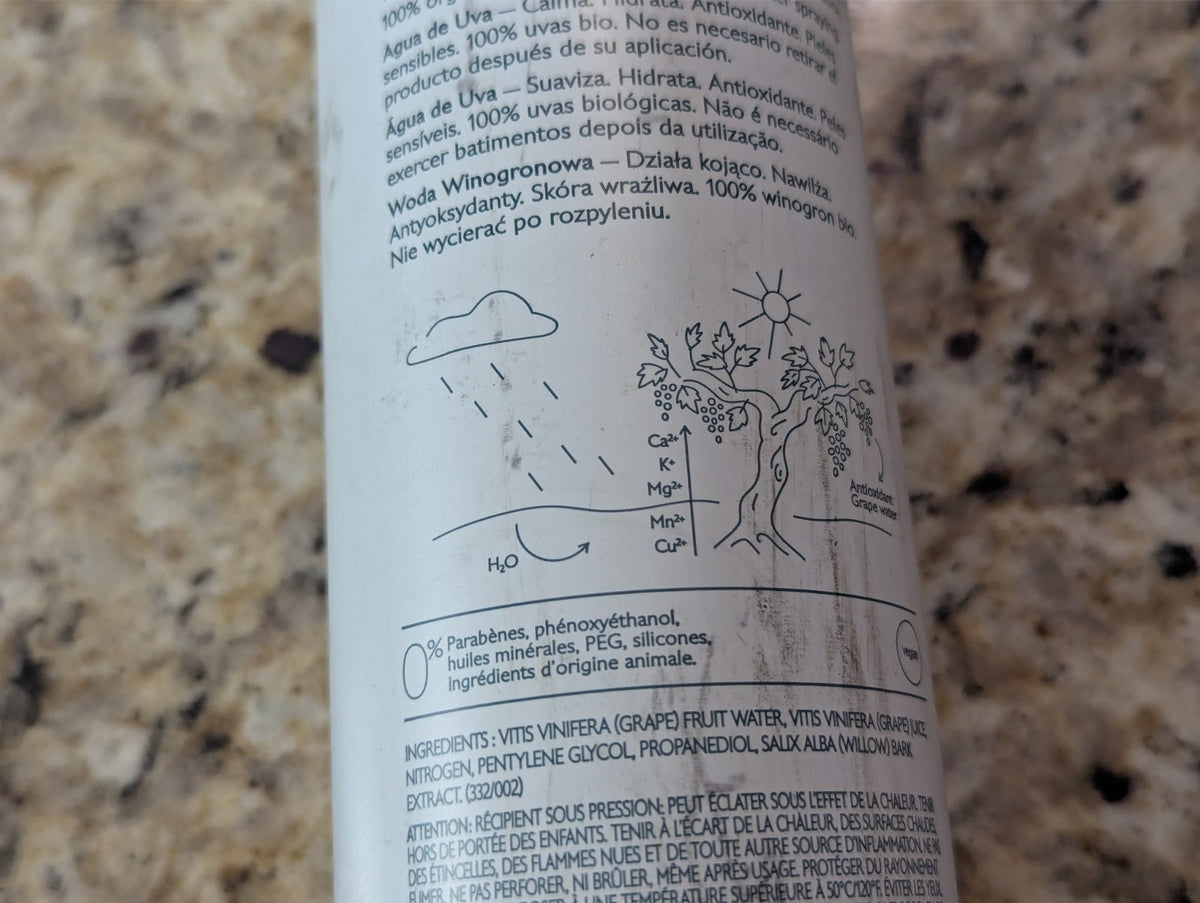 Grape Water Face Mist – Hydrating Antioxidant Spray 10.7oz