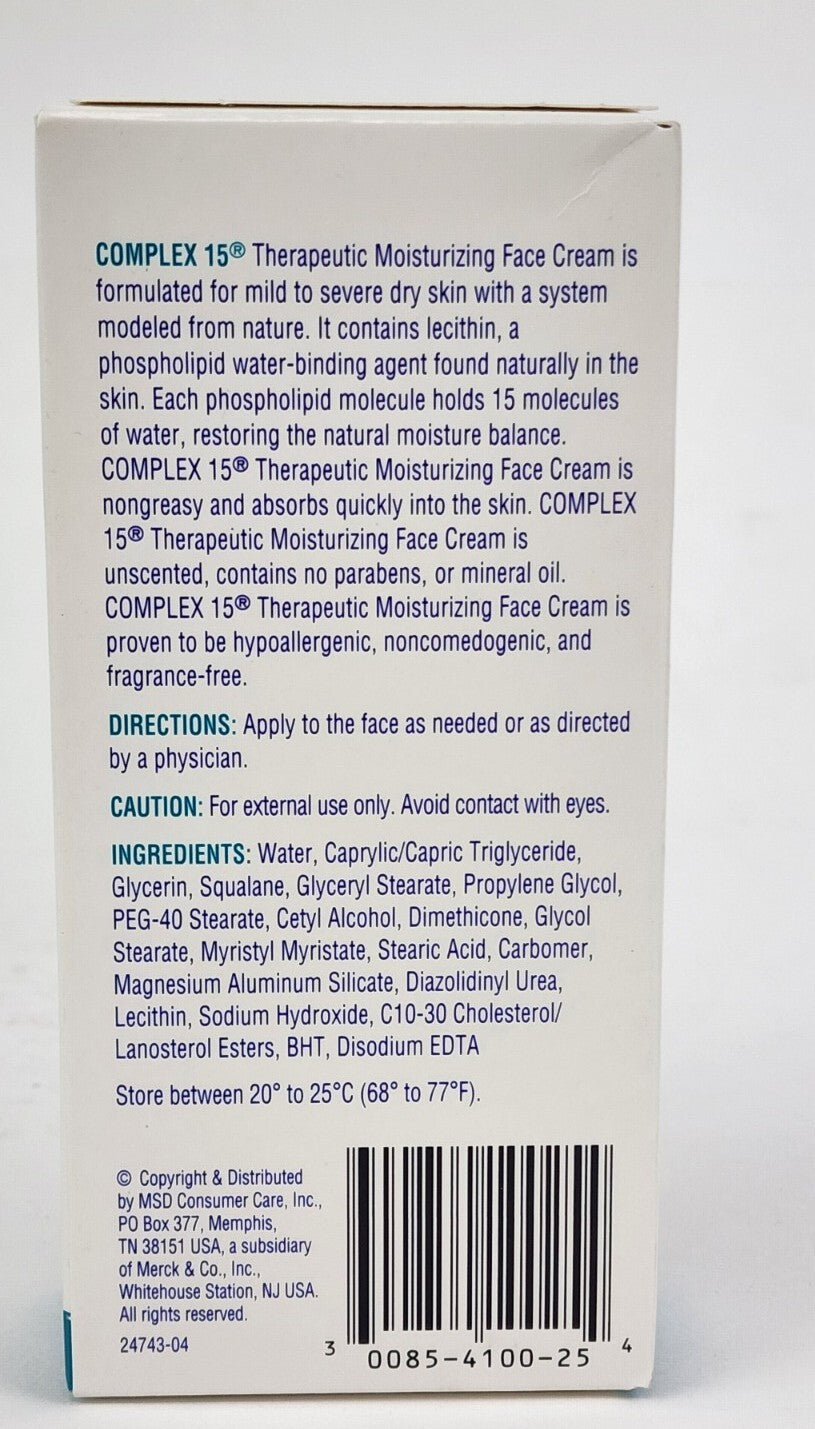 Complex 15 Therapeutic Moisturizing Face Cream 2.5 oz