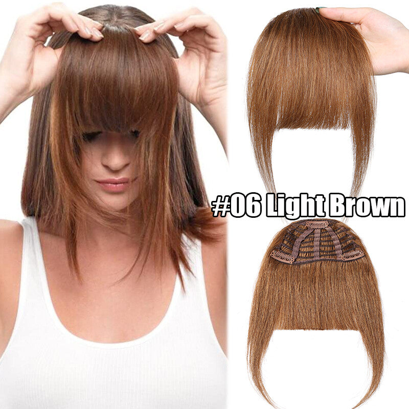 Women Remy Clip-In Hair Extensions Bangs Front Top Piece - Blonde & Dark Colors
