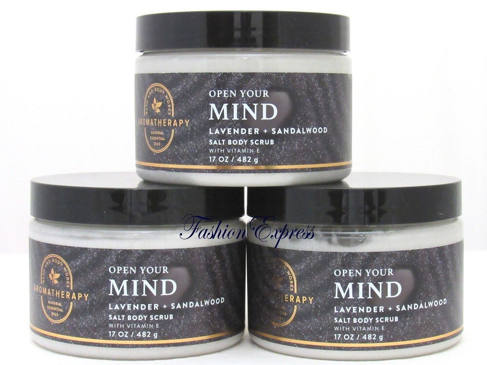 BATH & BODY WORKS OPEN YOUR MIND LAVENDER SALDALWOOD SCRUB (LOT OF 3