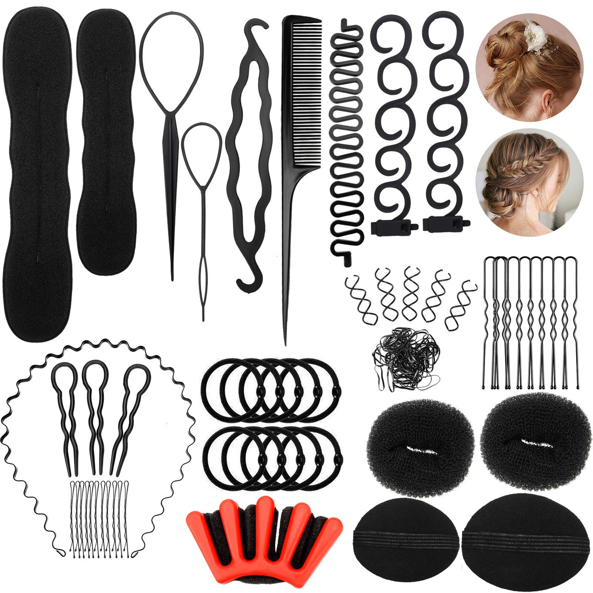 81PCS Hair Braiding Tools Kit – Twist & Curl Machine, Bun Makers,