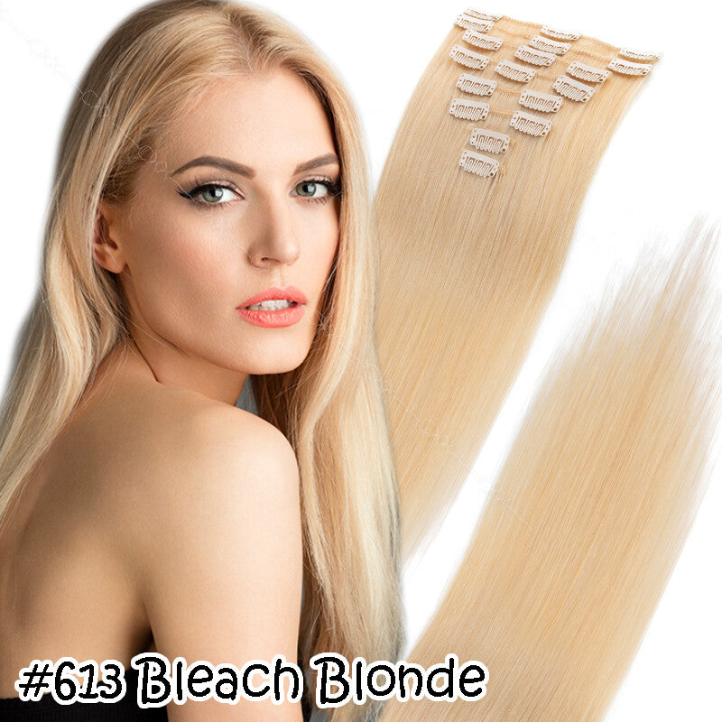 Clip-In Remy Human Hair Extensions Full Head - Multiple Colors & Lengths