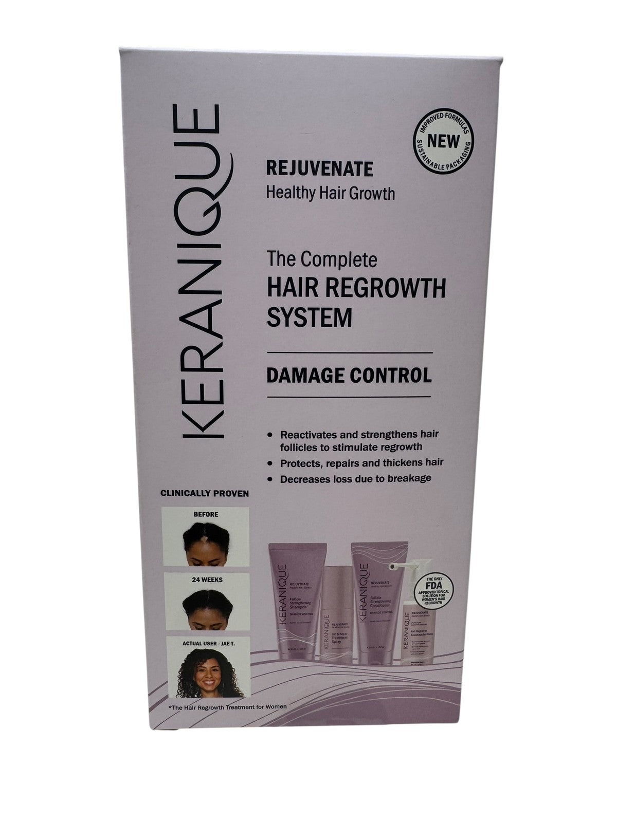 Keranique Damage Control Hair Regrowth System - Complete Hair Treatment Kit