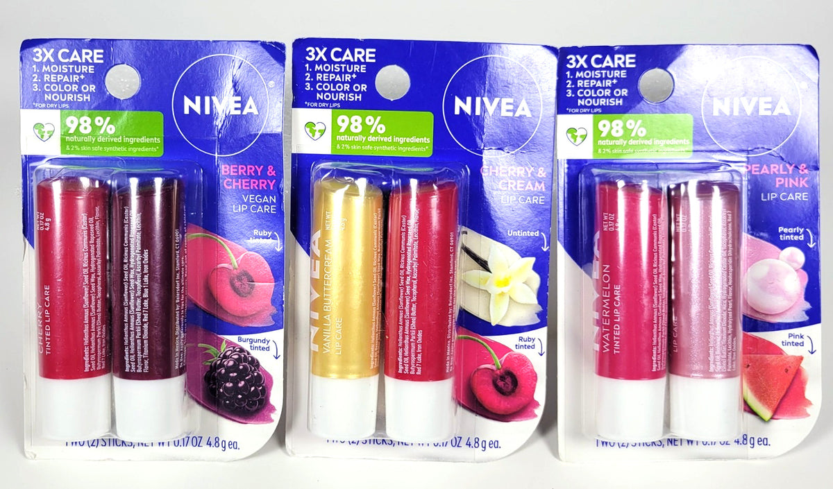 Tinted Lip Balm Set - NIVEA Lip Care in Pearly Pink Cherry & Berry