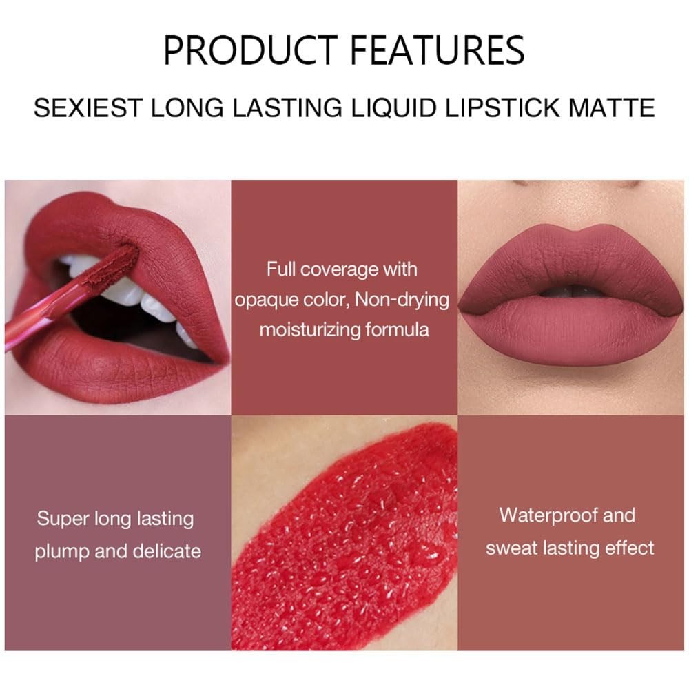 Matte Liquid Lipstick Set - Long Lasting, Moisturizing, 3 Shades