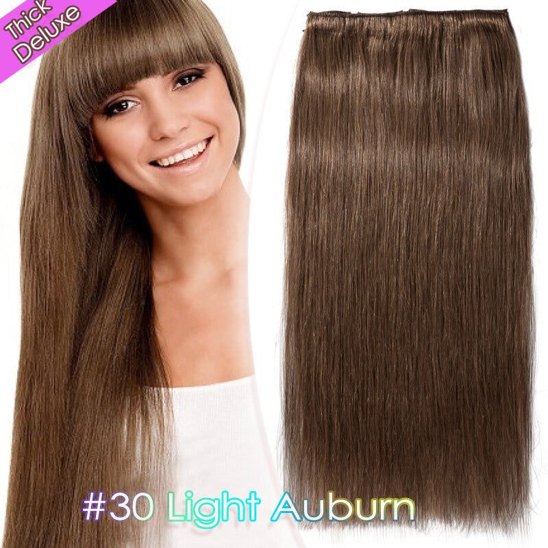 Double Weft Clip-In Hair Extensions 100% Remy Human Hair Thick Full Head