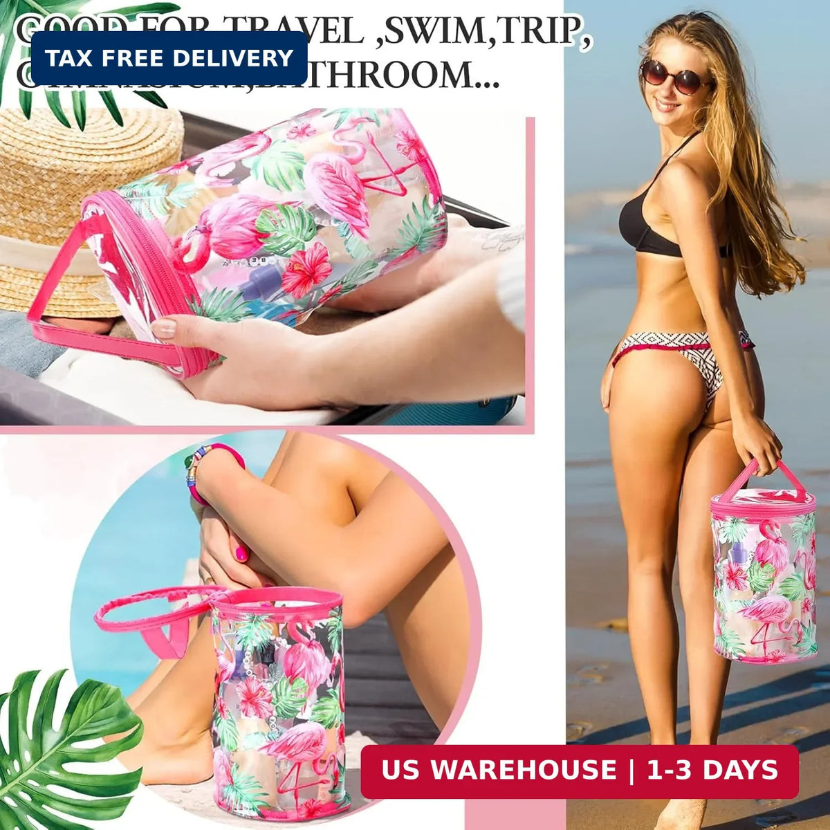 Travel Toiletry Bag - Clear Waterproof Lotion & Sunscreen Organizer