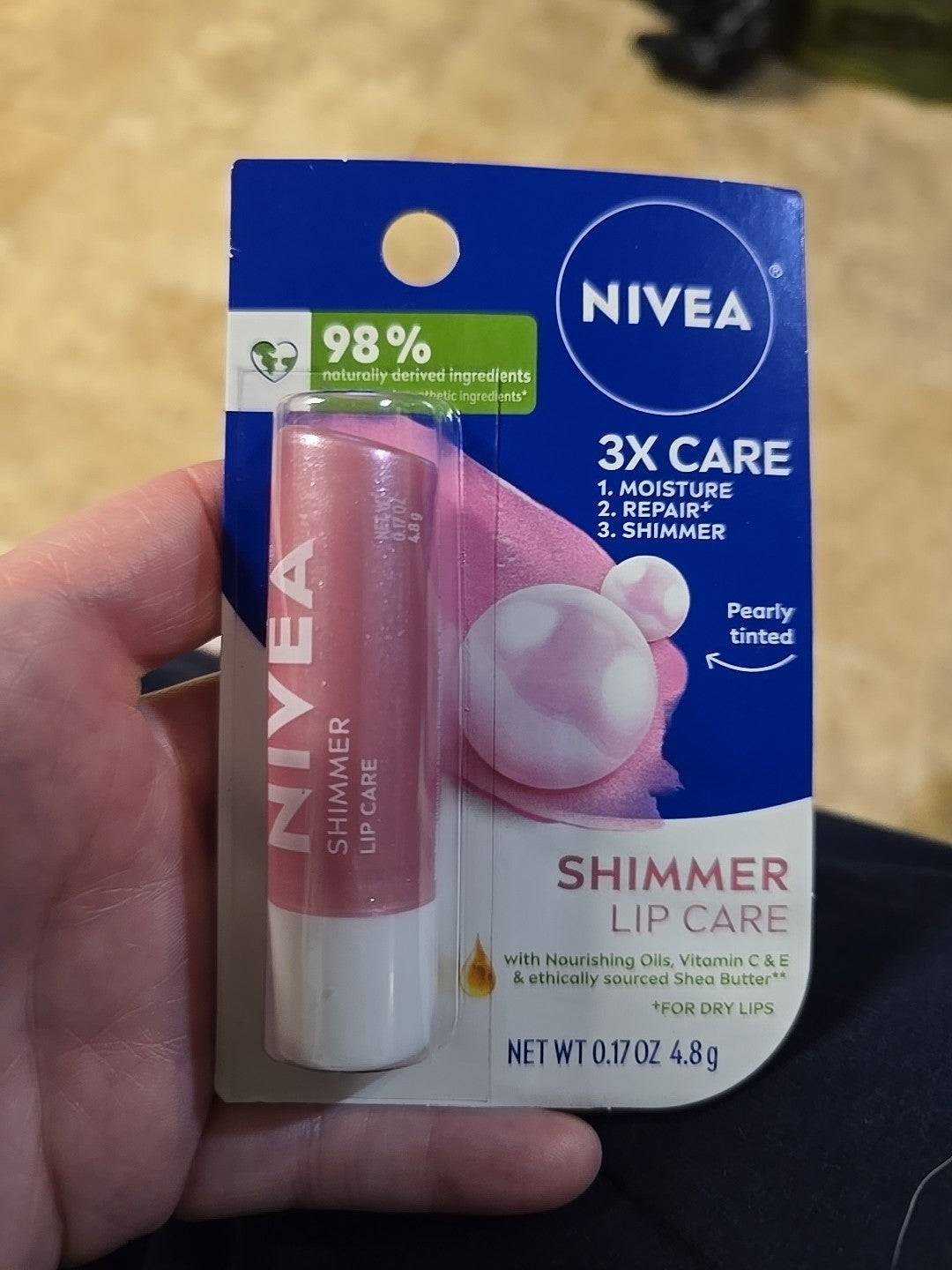 Nivea Pearly Tinted Lip Balm with Shimmer - Moisturizing Lip Care 0.17 oz