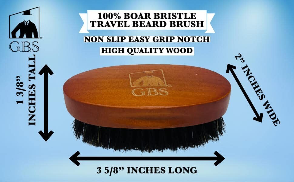 Men's Boar Bristle Beard Grooming Brush with Wooden Handle