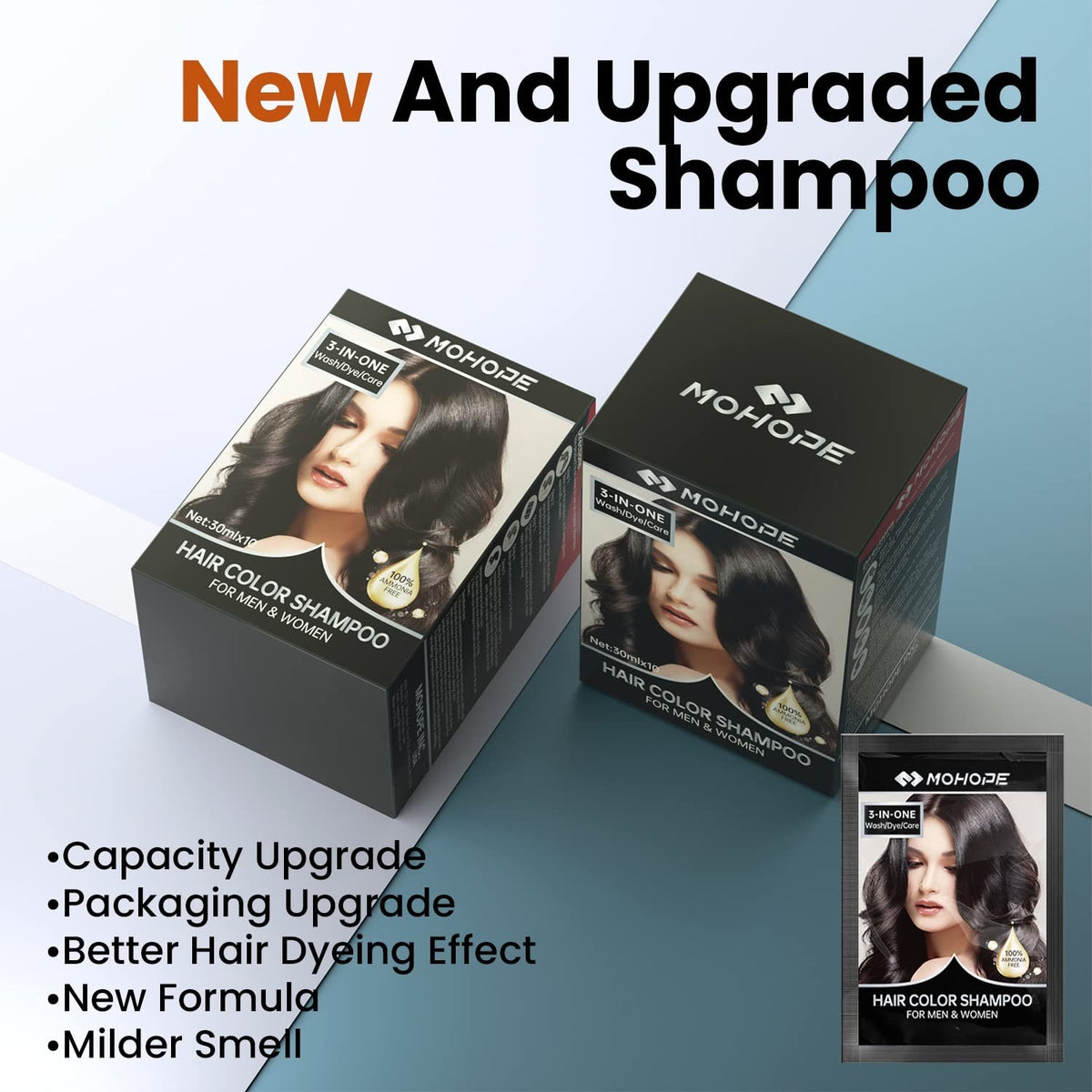 Instant Black Shampoo for Grey Hair - 30ml x 10pcs Semi-Permanent Hair Dye