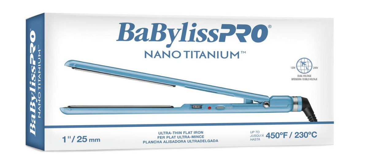BaBylissPRO Nano Titanium 1-Inch Ultra-Thin Flat Iron for Hair Styling