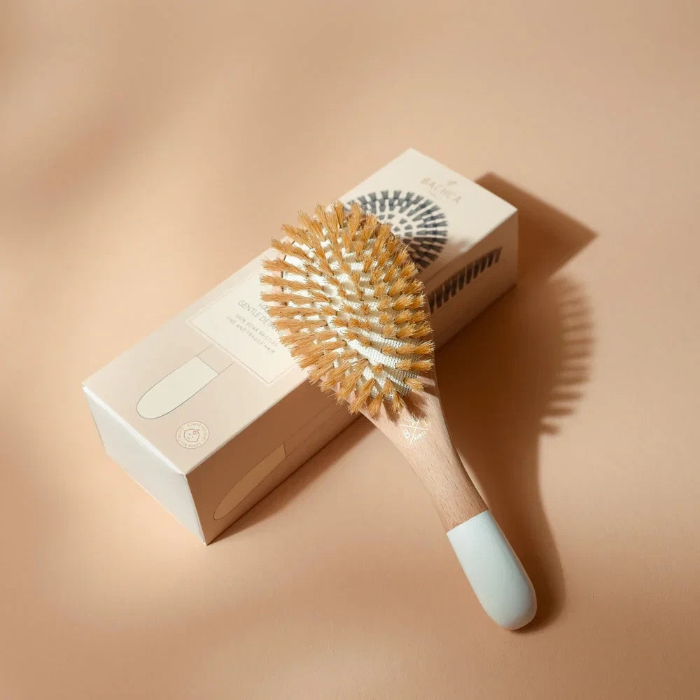 Baby Detangling Hairbrush with Boar Bristles - Gentle & Eco-Friendly
