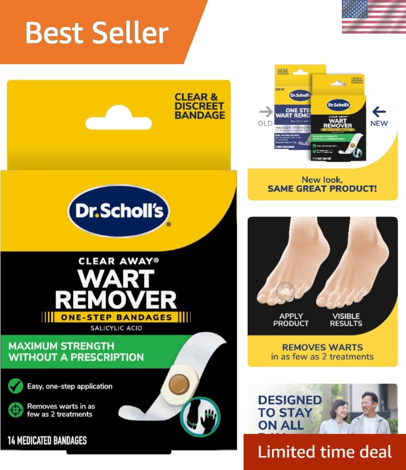 Maximum Strength Wart Remover - 14 ct Clear Discreet Bandages for
