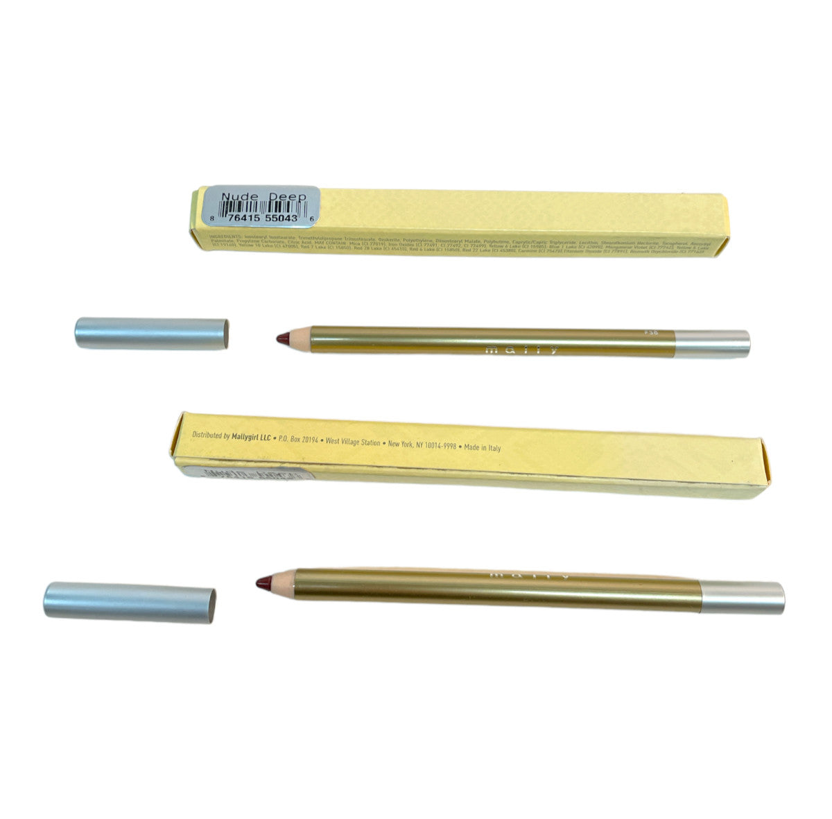 Mally Shine Lip Liner Pencil Nude Deep Set of 2 - Long-lasting Makeup