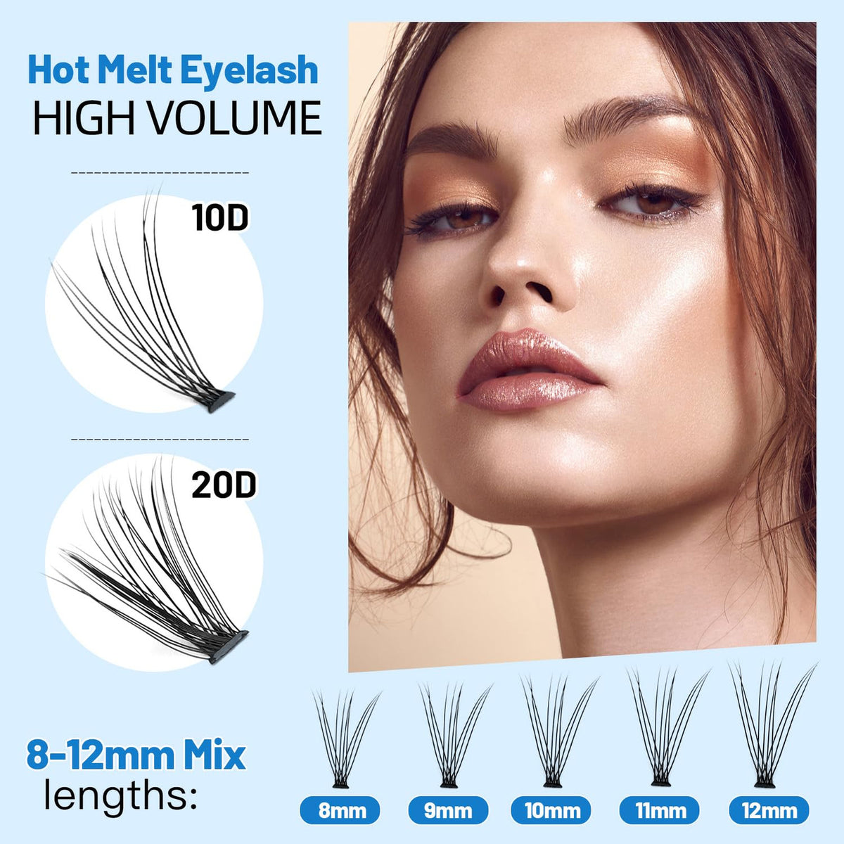 False Eyelashes Mixed 10D 20D C Curl Lightweight Soft Natural Lashes 8-20mm